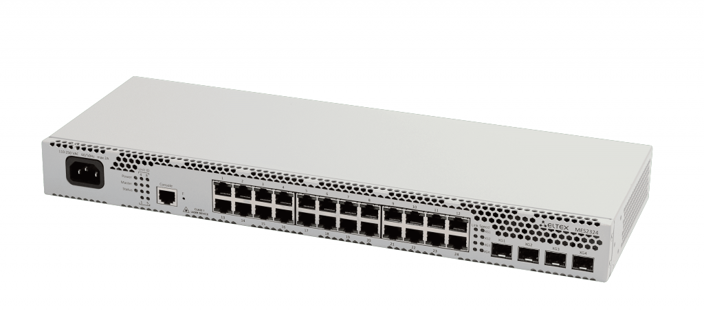 Ethernet-коммутатор MES2324, 24x1G RJ45 + 4x10G SFP+, L3, 220V AC